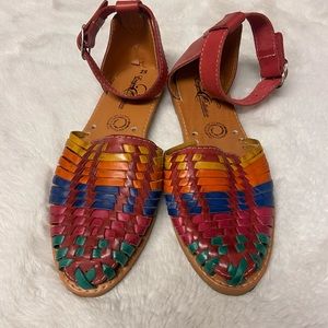 New handmade colorful Mexican huaraches flats with ankle strap